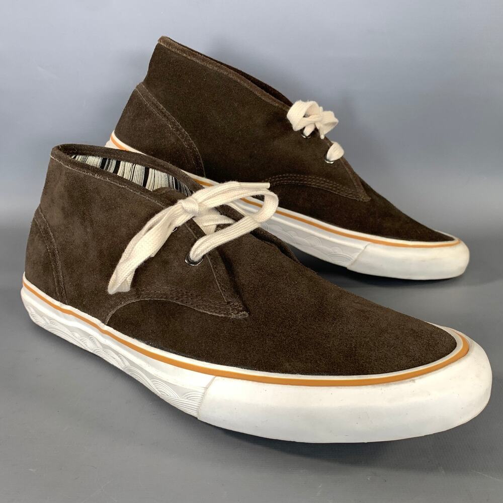 PAUL SMITH JEANS Size 9 Brown White S9XG/C383/SUE Suede High Top Lace Up Shoes